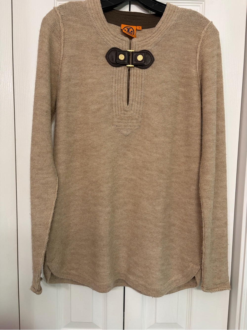 Tory Burch Neutral Beige Crewneck Sweater